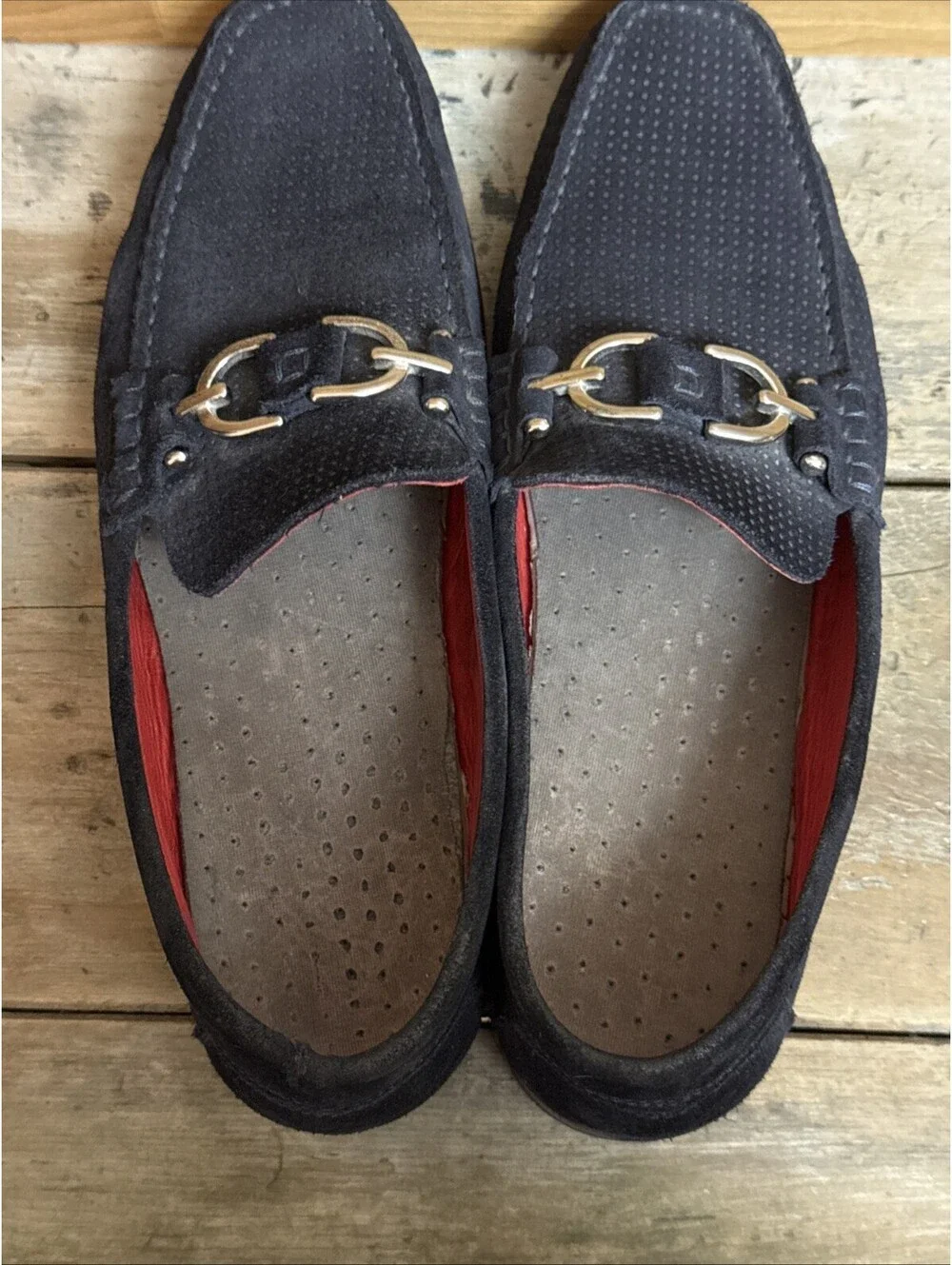 Donald J Pliner NWD Dacio Perf Sport Suede Loafers Size 10.5 US in Navy Blue